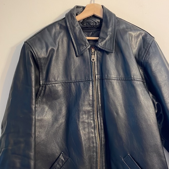 Vintage “BORN TO BE FREE” 90s all leather moto jacket - Picture 3 of 15
